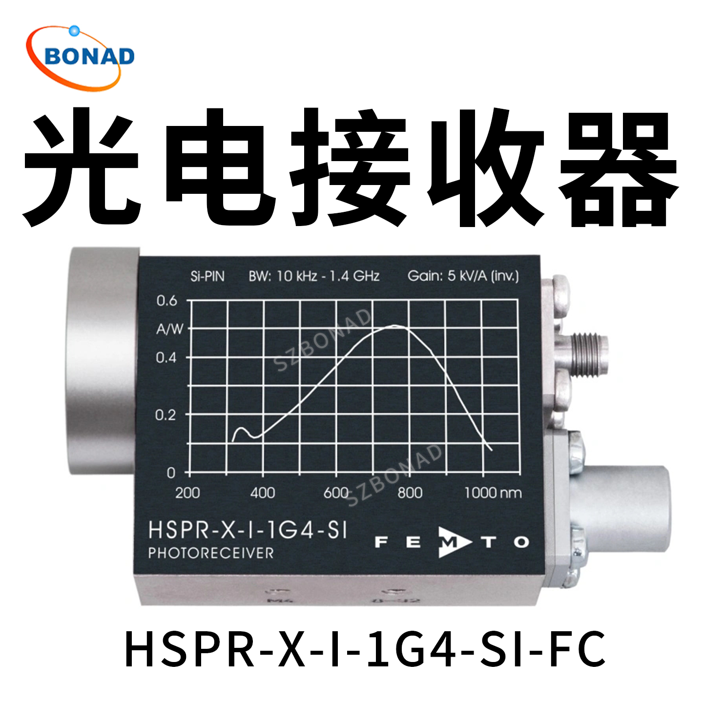 HSPR-X-I-1G4-SI-FC可變增益1.4GHz光電接收器德國FEMTO