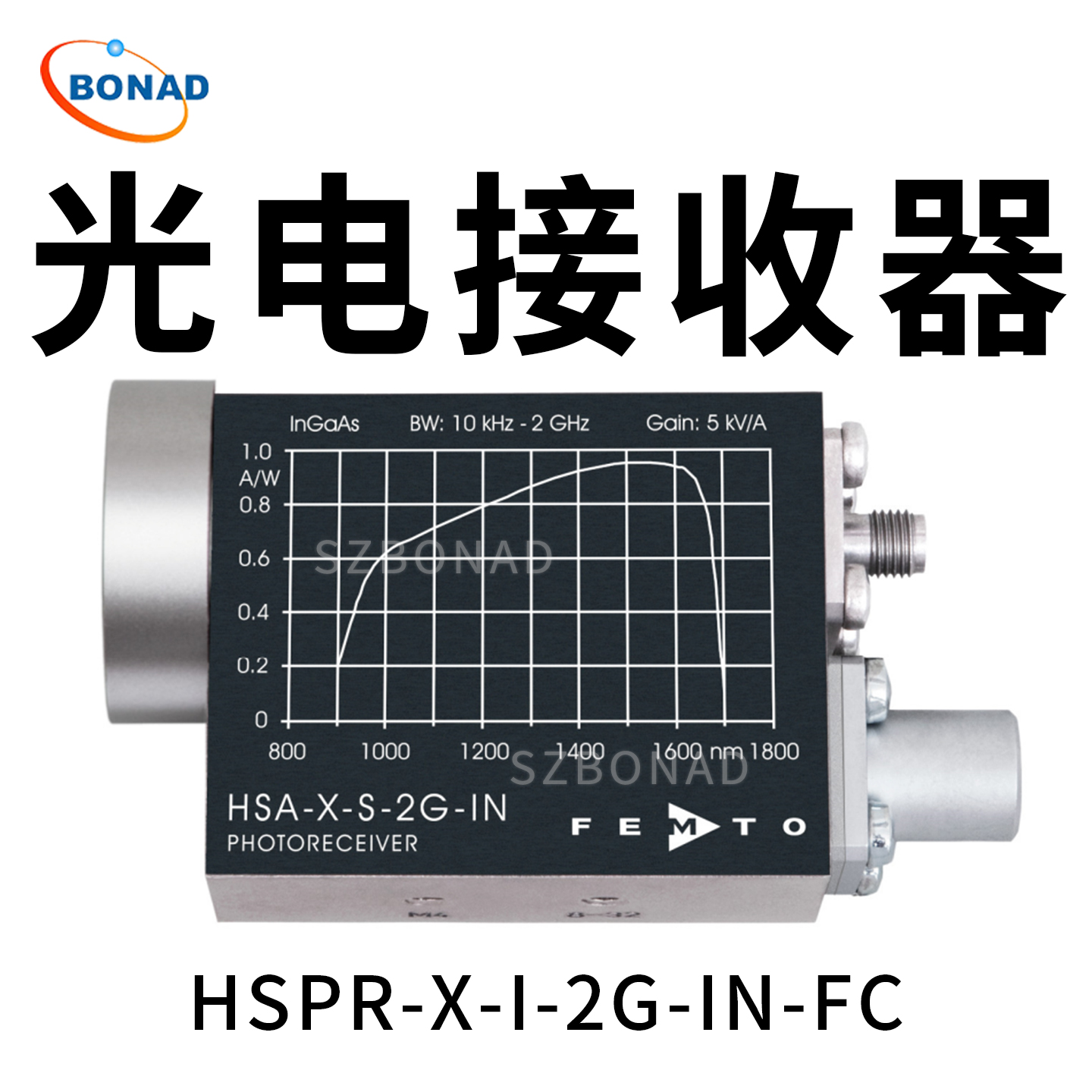 HSPR-X-I-2G-IN-FC可變增益2GHz光電接收器德國FEMTO